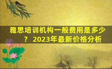 雅思培训机构一般费用是多少？ 2023年最新价格分析